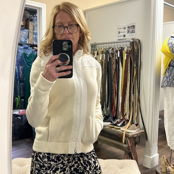 Akris Punto Cream Cashmere Blend Zip Front Knit Sweater Jacket US10 - Picture 4 of 15